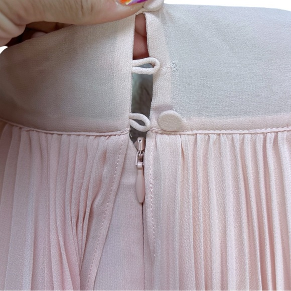 Pink Self-Portrait Lace-trimmed Pleated Chiffon Maxi Dress UK 14/US 10 - Picture 10 of 14